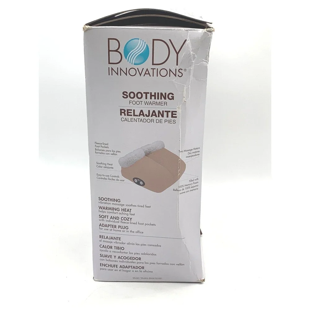 Body Innovations Soothing Foot Warmer One Size Tan Heat Vibration Memory Foam